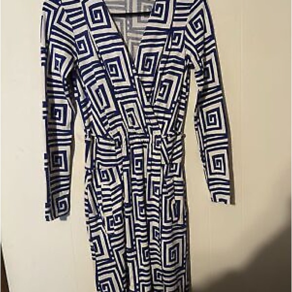 DIANE VON FURSTENBERG DEIANIRA Silk Jersey Geometric Print DRESS Size: 6. - Picture 7 of 8